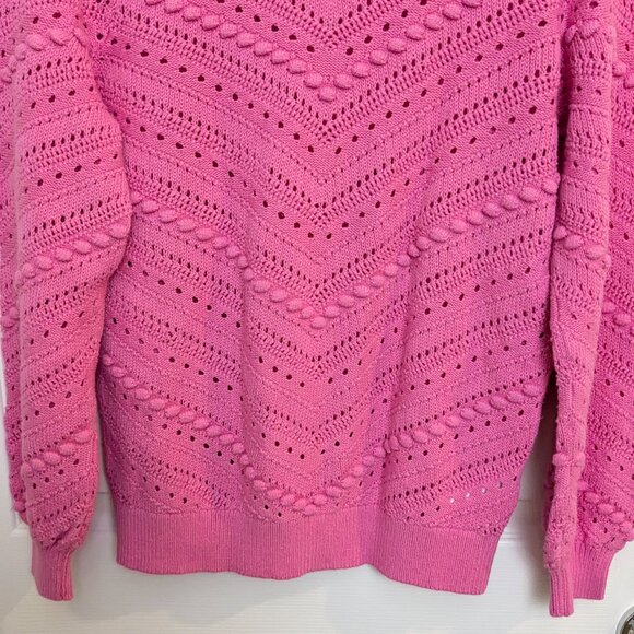 LOFT Petites Women's Bobble Pointelle Sweater, Size SP, Pink, 100% Cotton - Picture 10 of 12